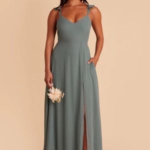 Doris chiffon bridesmaids dress in sea glass XS